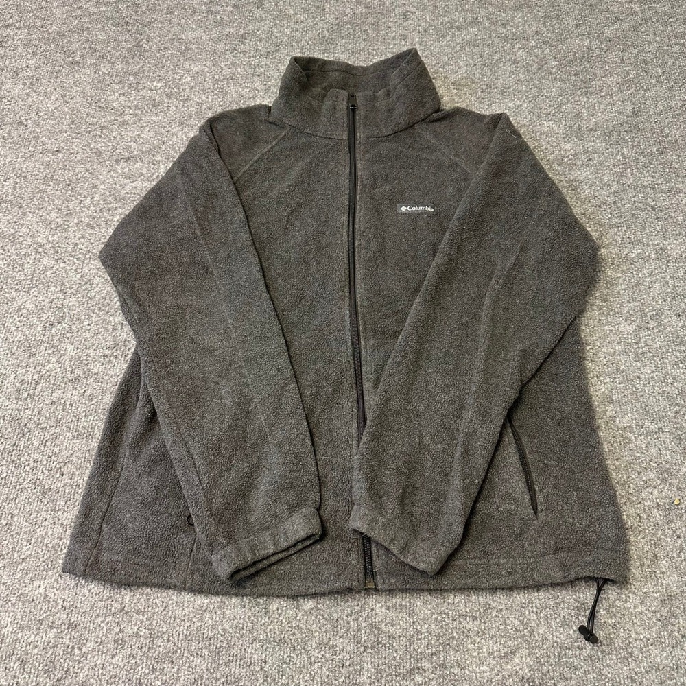 Columbia Fleece Jacket Womens Size 1X Grey Full Zip Mock Neck Outdoor Soft Coat